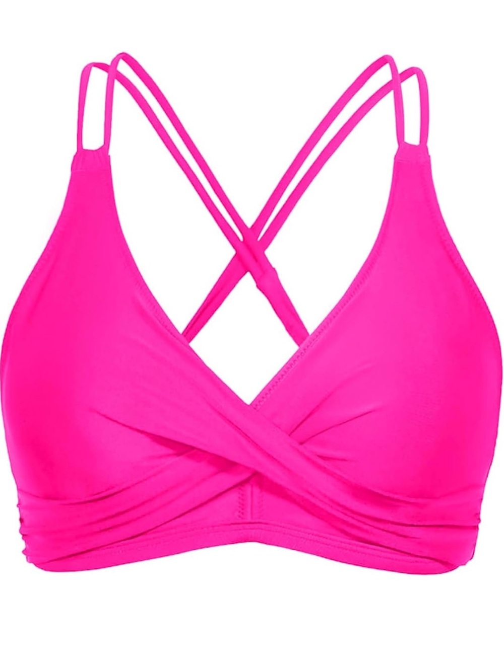 Women's Neon Pink Cross-Back Wrap Bralette
